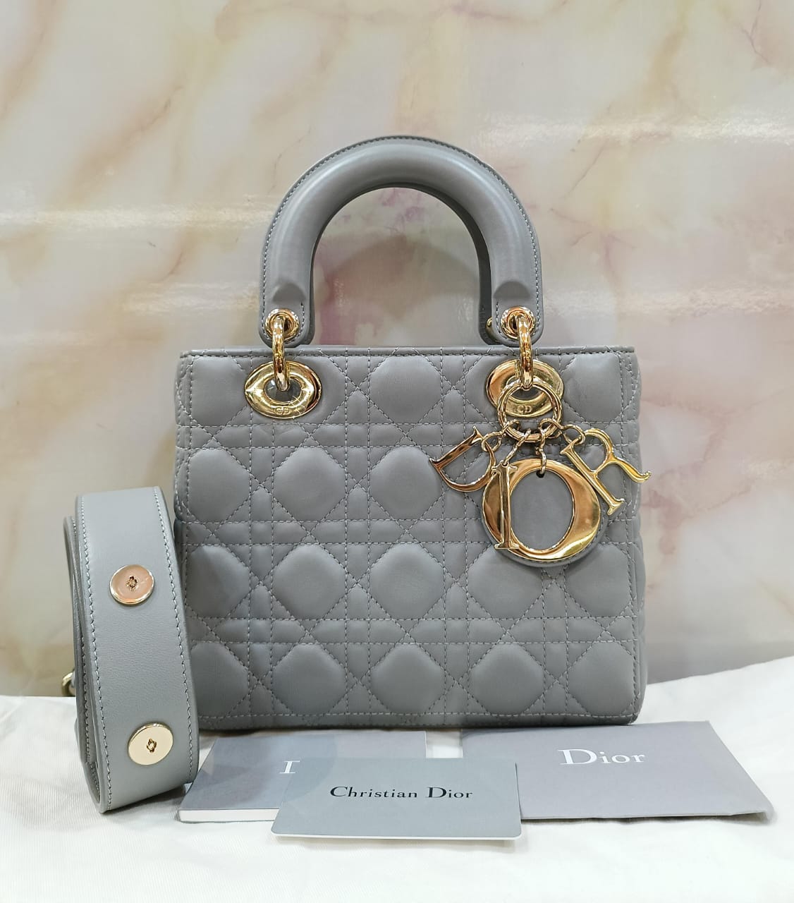 Lady Dior Small Lamb Grey GHW 2018