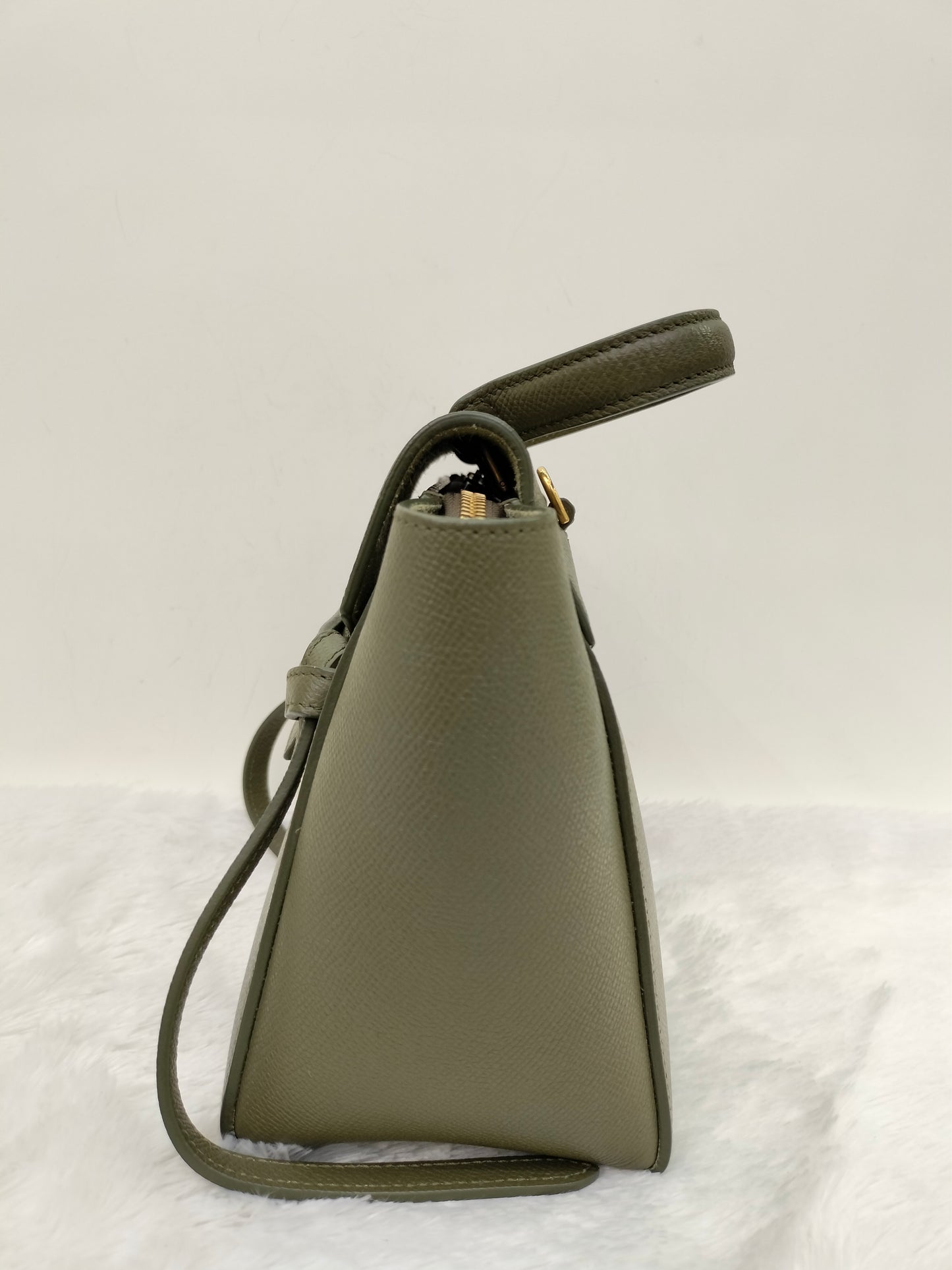 Celine Nano Belt Grained Green Army GHW 2019
