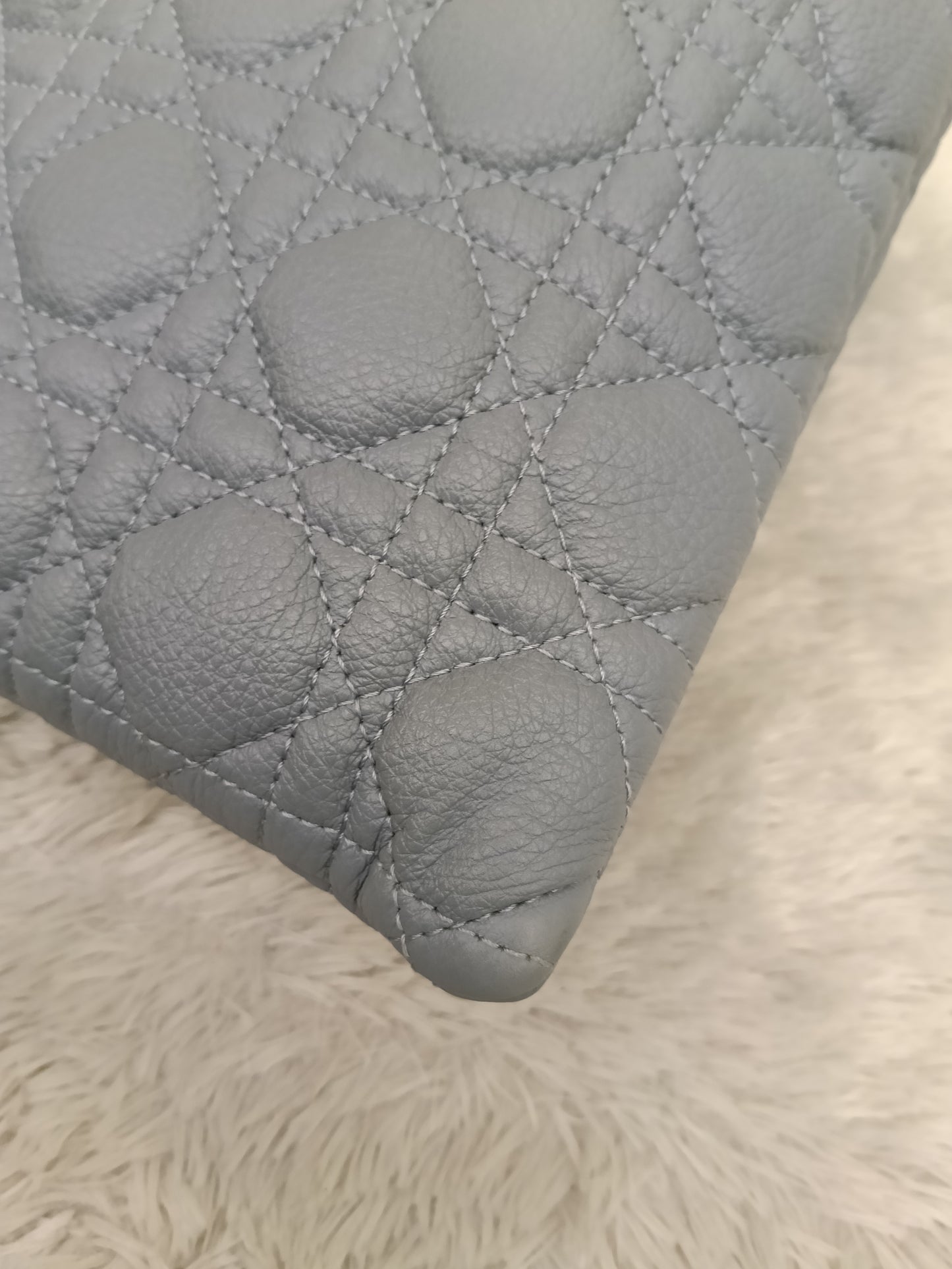 Dior Caro Daily Pouch Supple Cannage Calfskin Cloud Blue GHW 2022
