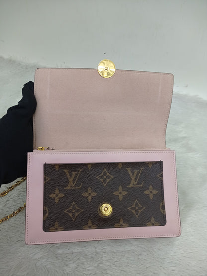 LV Flore Chain Wallet Monogram Rose Ballerine 2020