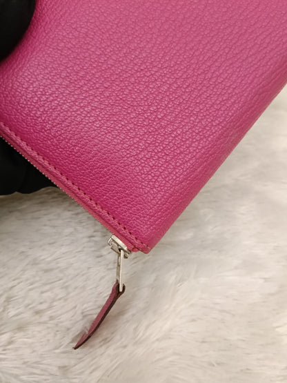 Hermes Azap Long Wallet Chevre Rose Shocking Pink PHW #L square