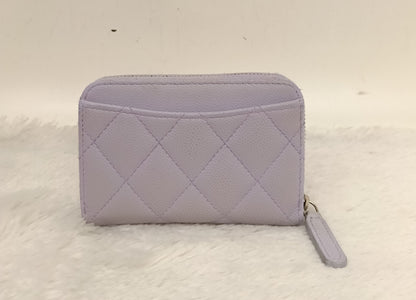 Chanel Zip Around Coin Wallet Purse Caviar Light Purple SHW #31