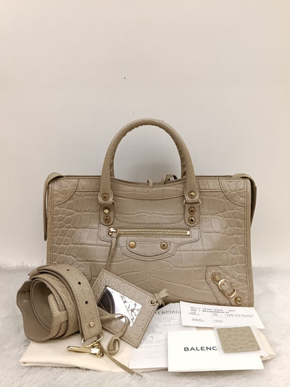Balenciaga Small City Classic Croco Beige GHW 2018