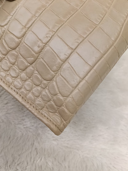 Balenciaga Small City Classic Croco Beige GHW 2018