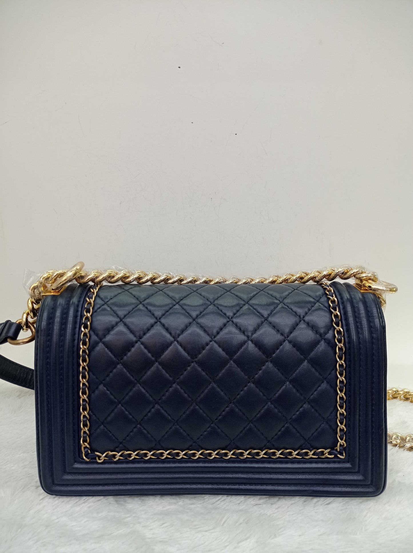 Chanel Boy 25 Round Chain Calfskin Navy Blue GHW #29