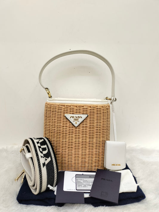 Prada Midollino Canapa Naturale Bianco GHW