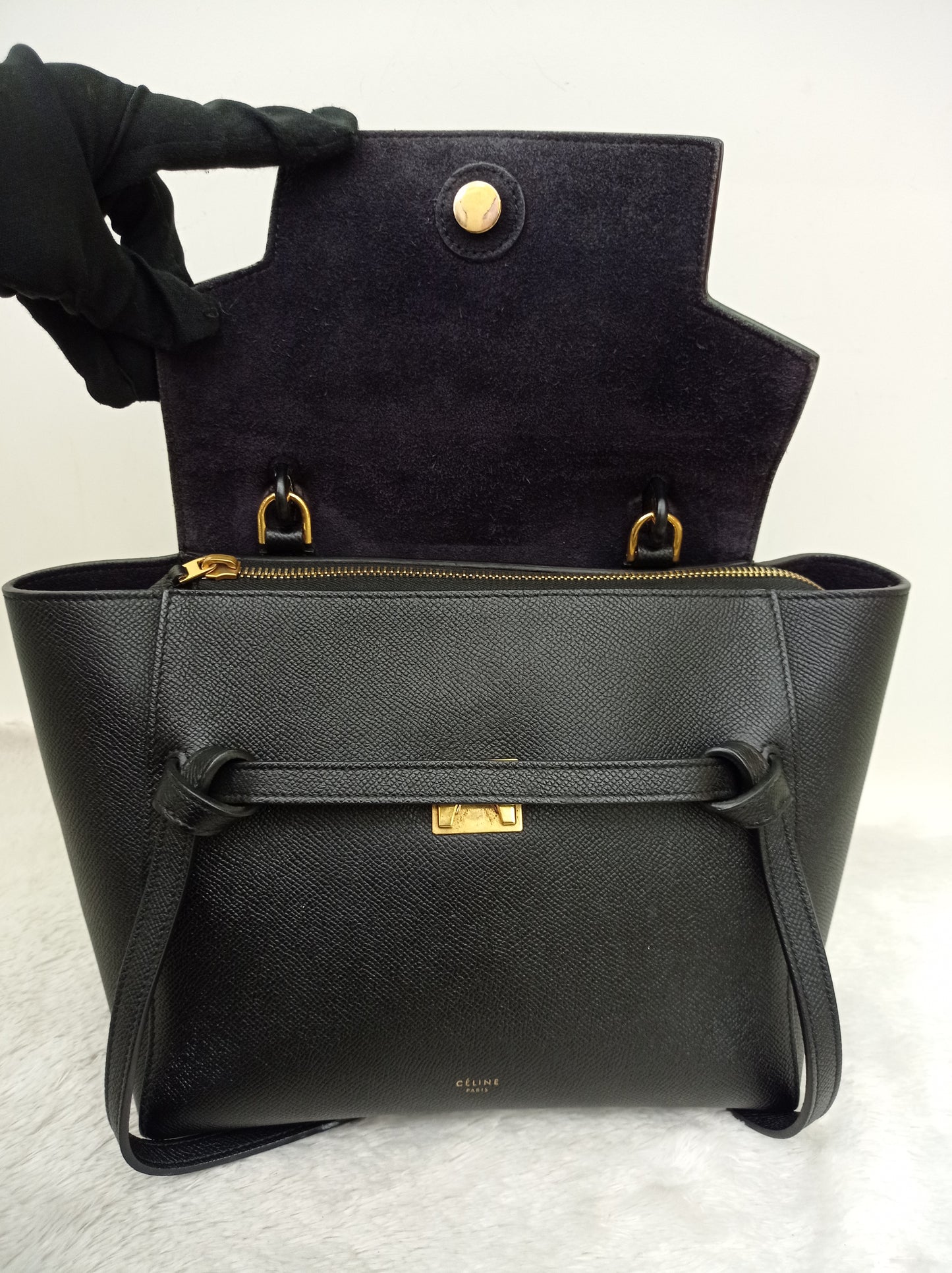 Celine Micro Belt Grained Black GHW 2017