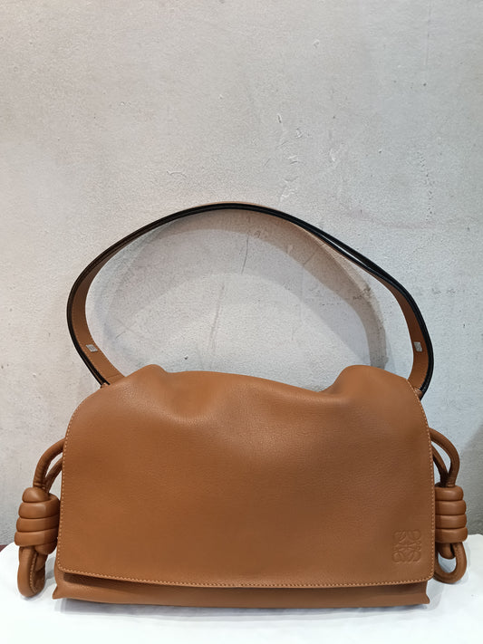 Loewe Flamenco Knot Messenger Flap Calfskin Tan SHW 2014