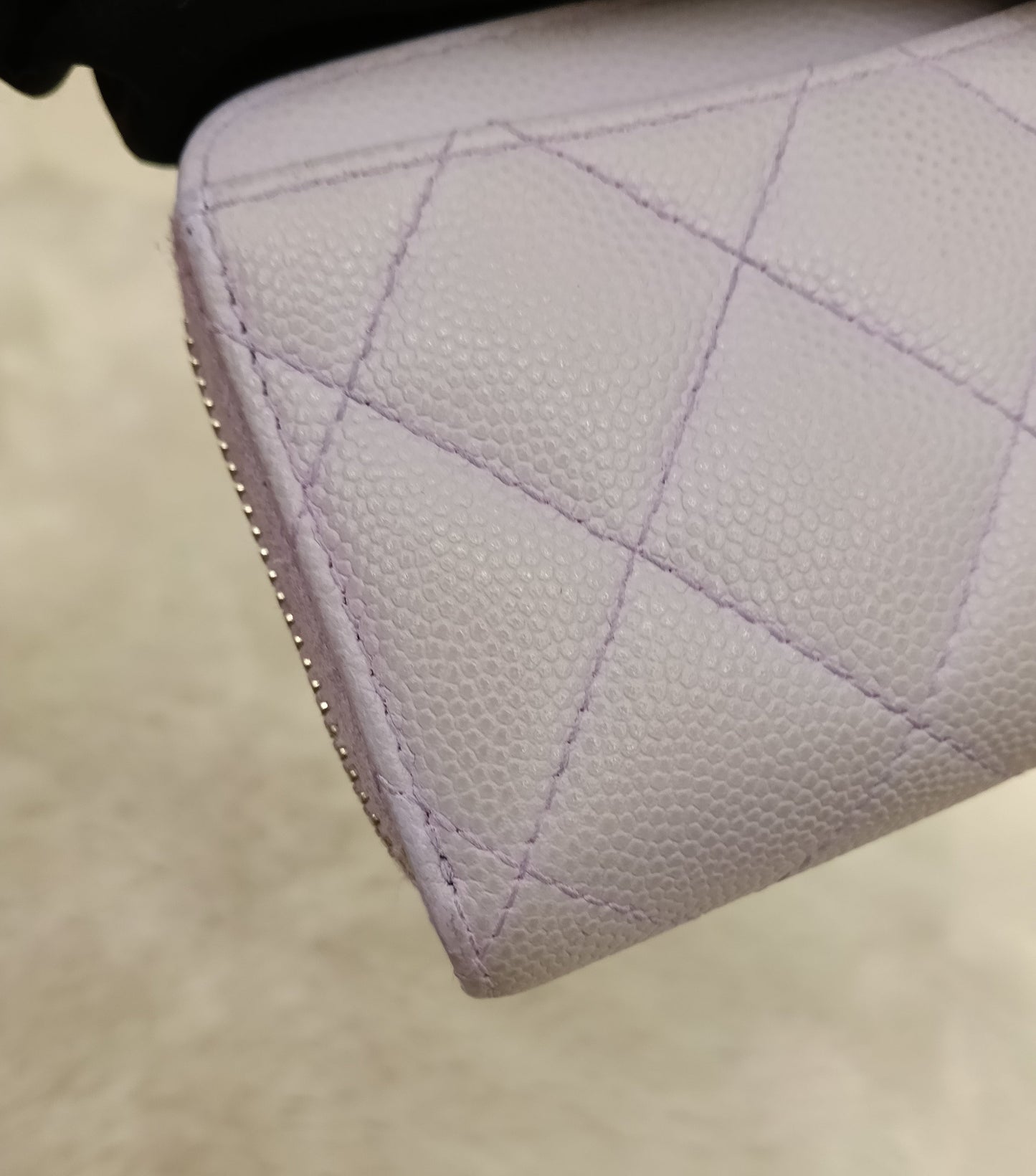 Chanel Zip Around Coin Wallet Purse Caviar Light Purple SHW #31
