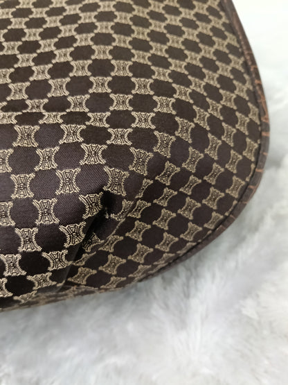 Celine Macadam Bittersweet Large Hobo Croco Embossed Chocolate SHW 2008