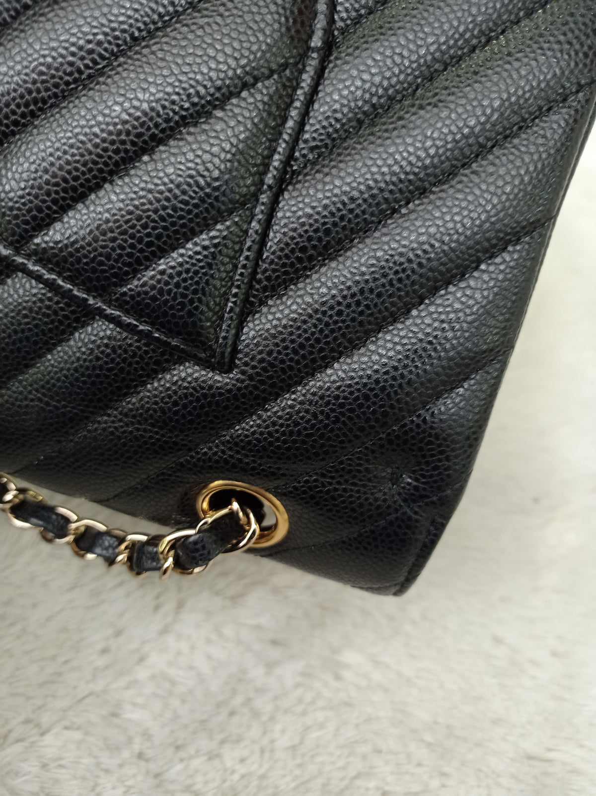 Chanel Medium Chevron Caviar Black GHW DF #30
