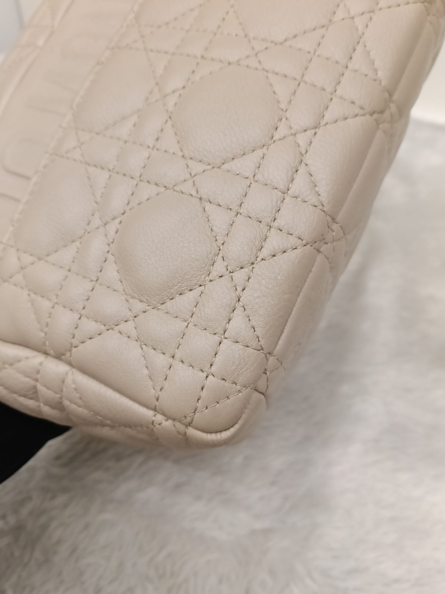 Dior Caro Medium Cannage Powder Beige Enamel Chain GHW 2023