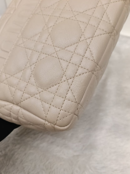 Dior Caro Medium Cannage Powder Beige Enamel Chain GHW 2023