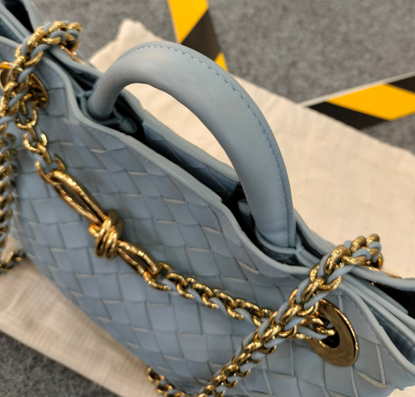 Bottega Veneta Andiamo Small Light Blue GHW