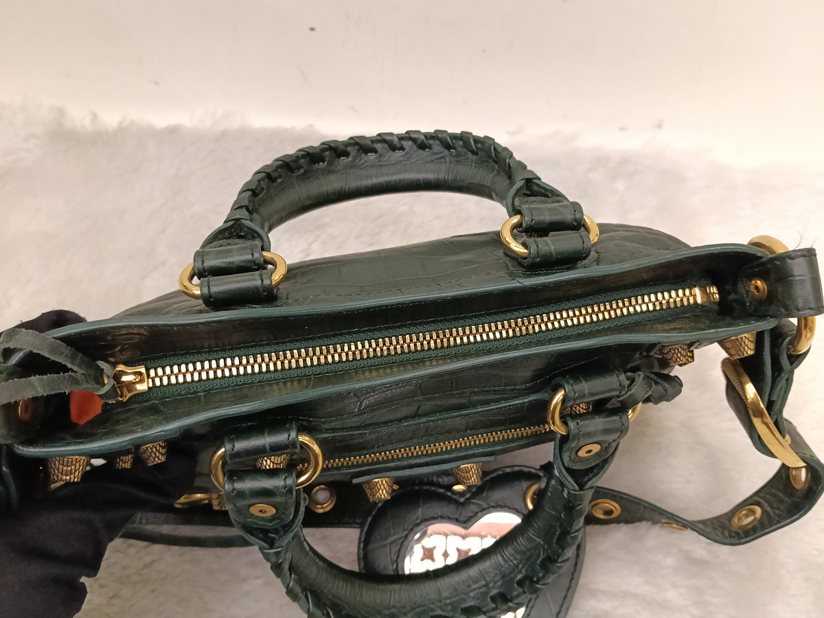 Balenciaga Neo Cagole Small Croco Green RGHW 2023