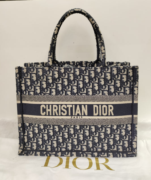 Dior Tote Book Medium Oblique Navy 2018