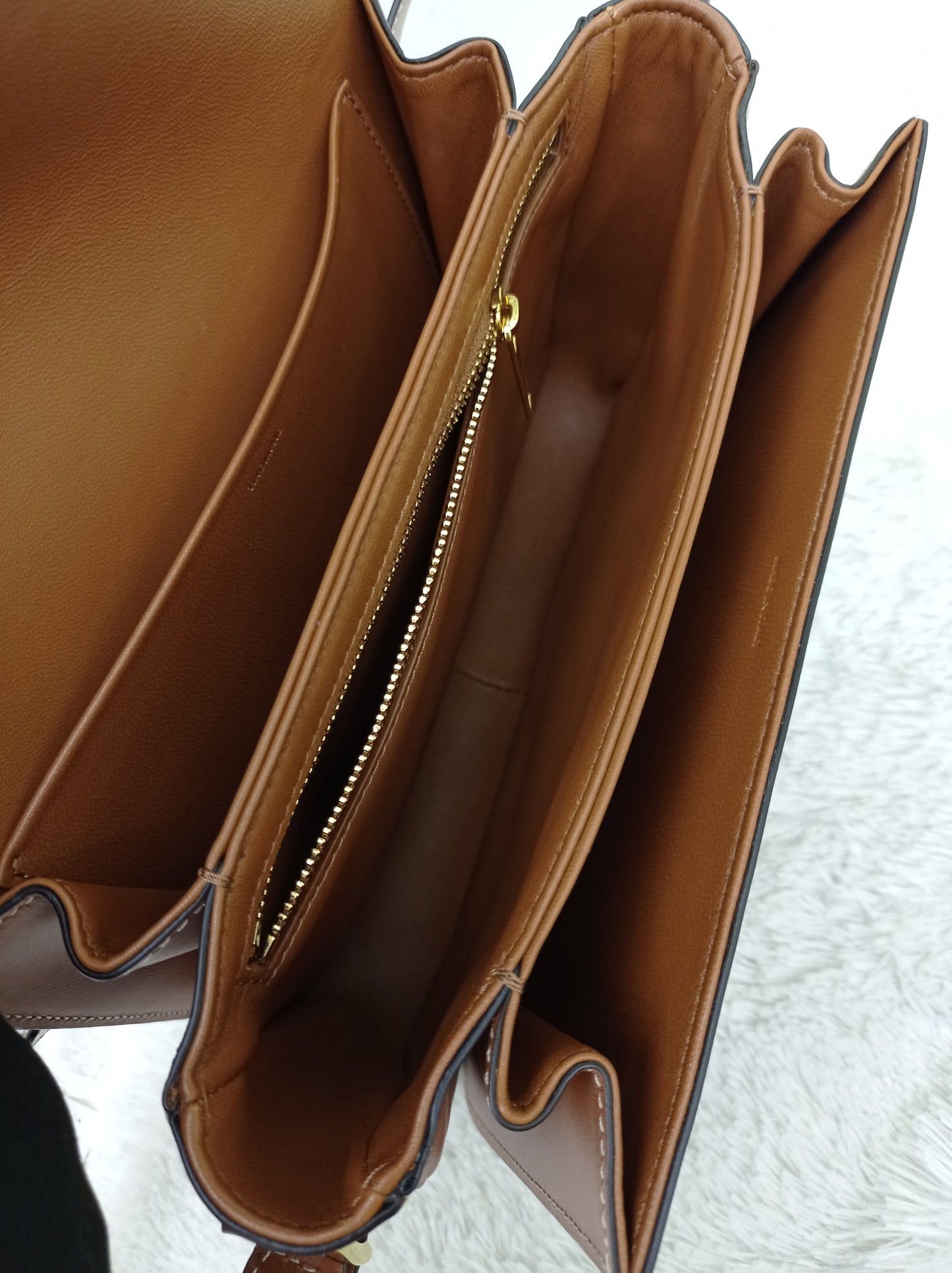 Celine Triomphe Medium Canvas Calfskin Border Tan GHW 2021