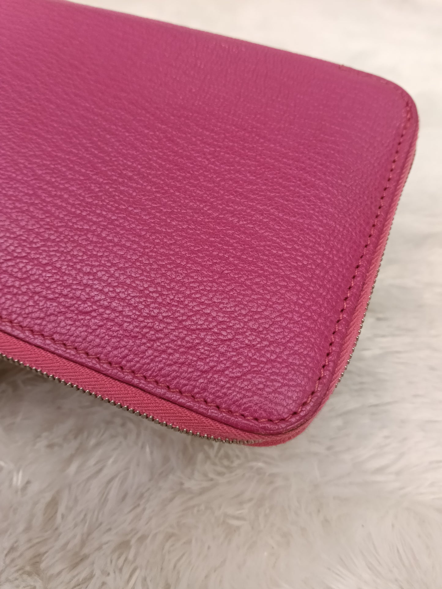 Hermes Azap Long Wallet Chevre Rose Shocking Pink PHW #L square