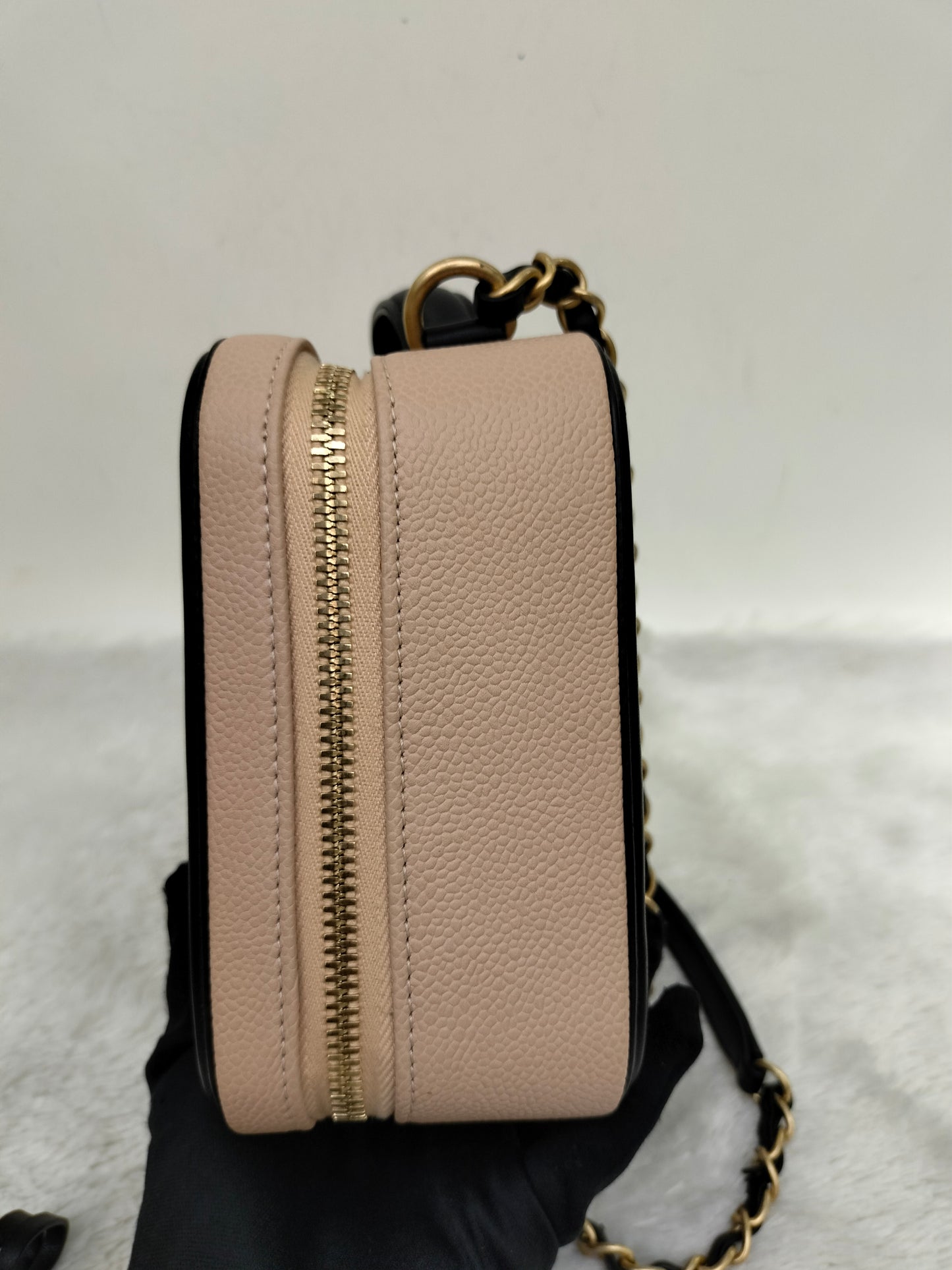 Chanel Filigree Vanity Case Medium Caviar Beige Black GHW #26