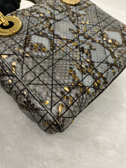 Lady Dior Mini Cannage Supple Python Gray Gold GHW 2017