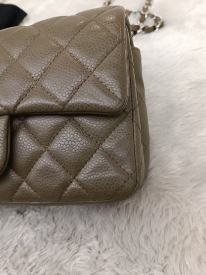 Chanel Mini Rectangular Caviar Khaki SHW SF #17