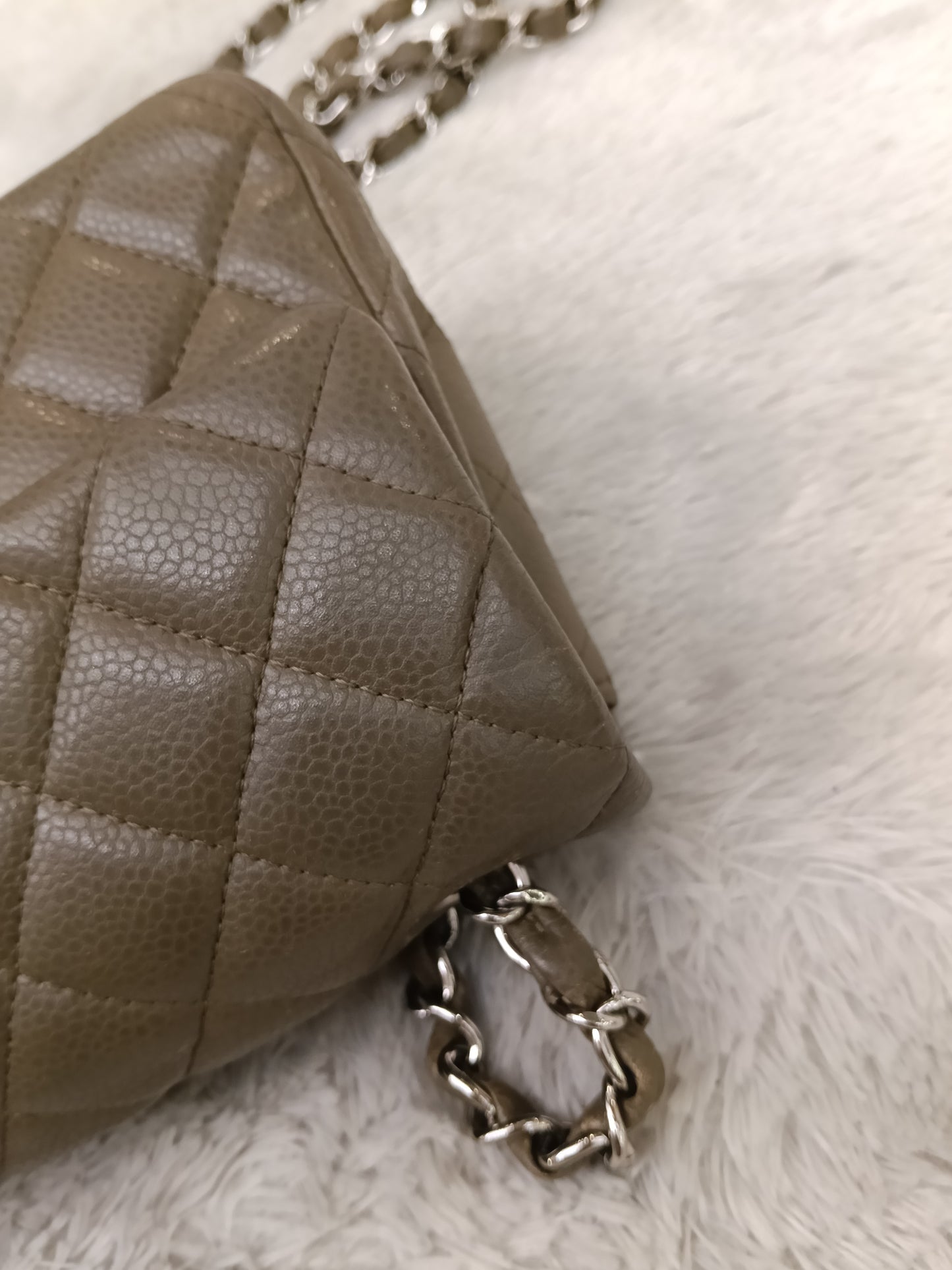 Chanel Mini Rectangular Caviar Khaki SHW SF #17