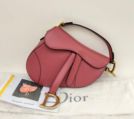 Dior Saddle Small Calfskin Pink Coral GHW