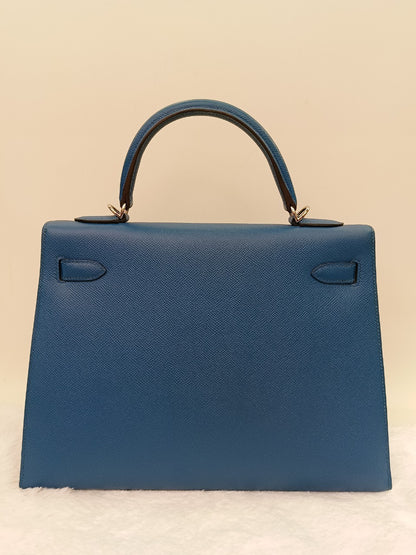 Kelly32 Epsom Sellier Bleu Izmir PHW #R square