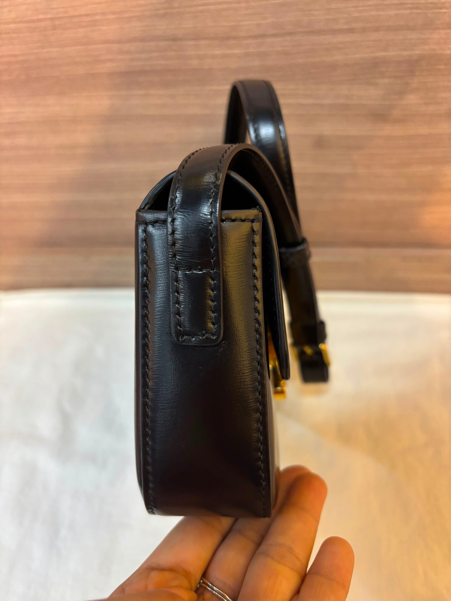 Celine Triomphe Shoulder Calfskin Black GHW 2022
