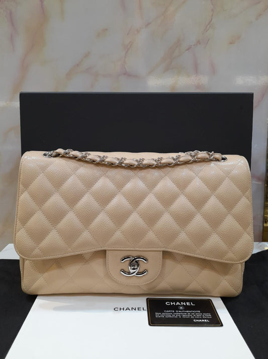 Chanel Jumbo Caviar Beige SHW DF #14