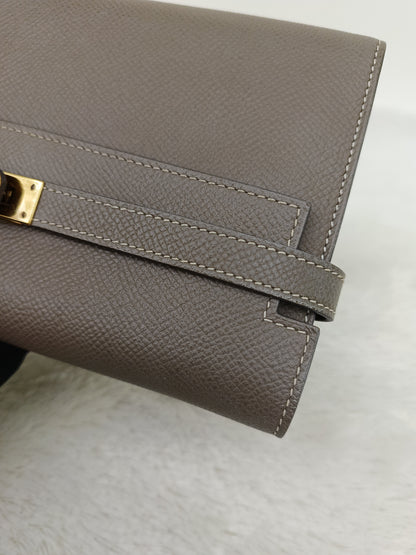 Hermes Kelly Wallet Epsom Etoupe GHW #D