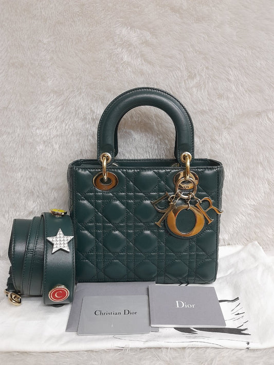 Lady Dior Small Lamb Dark Green GHW 2018