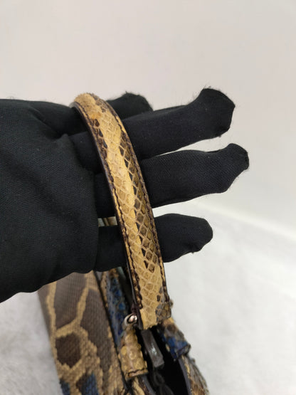 Fendi Peekaboo Mini Python Blue Beige SHW