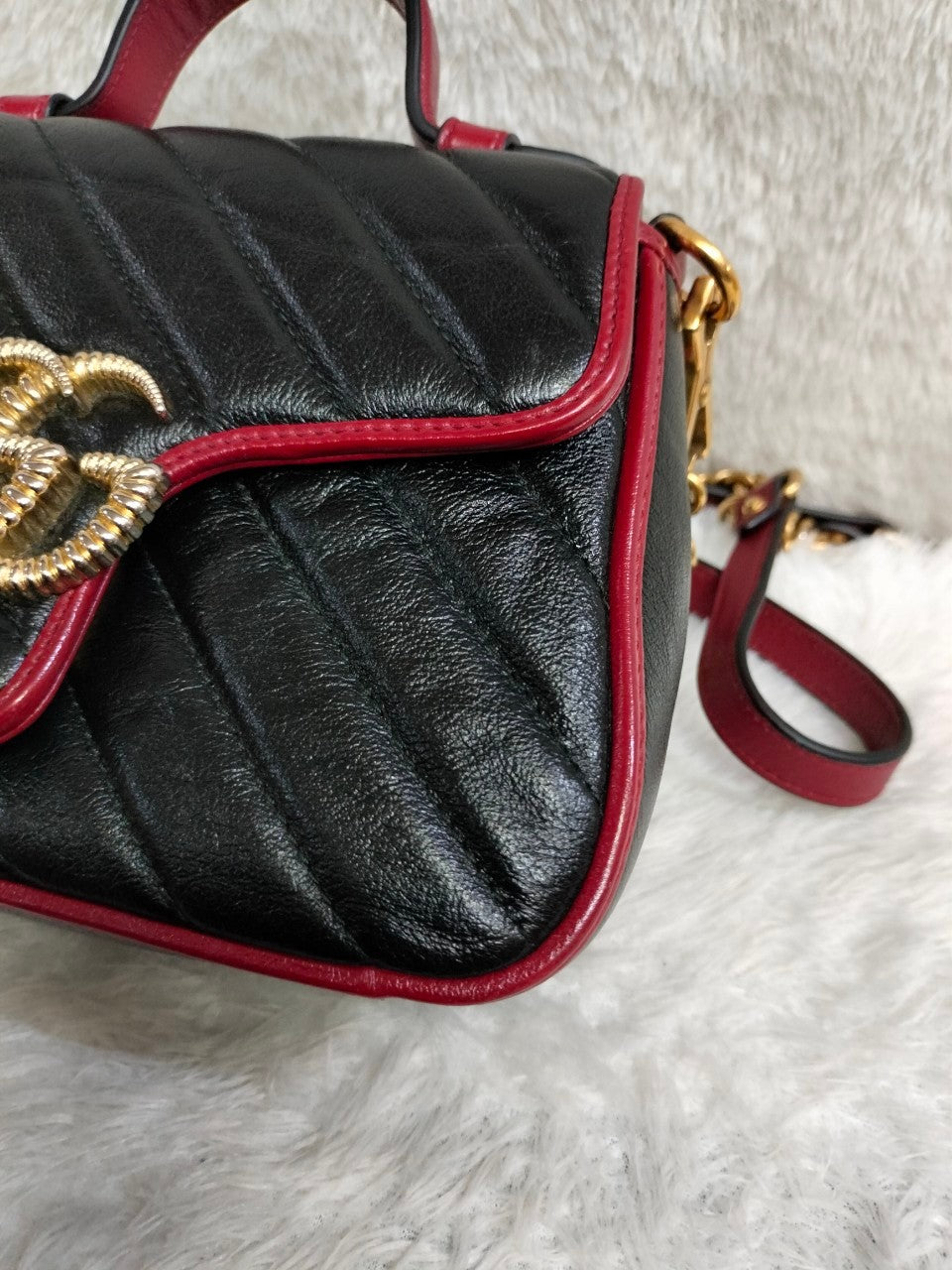 Gucci Top Handle Mini Marmont Black Red GHW 2019