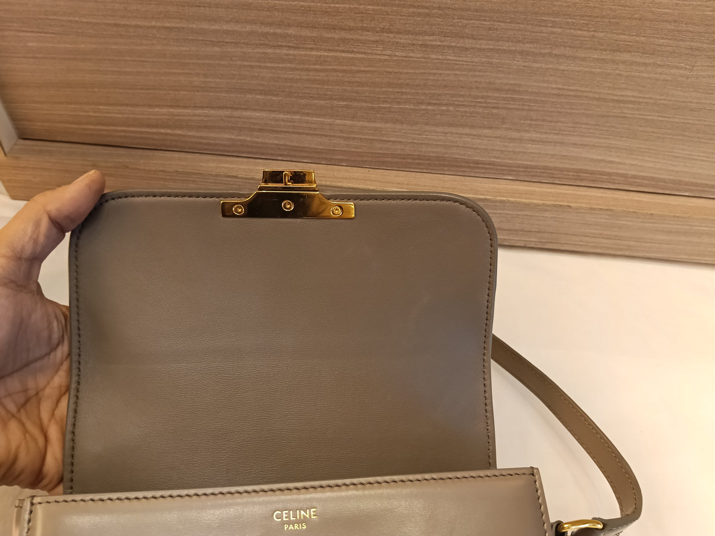 Celine Triomphe Teen Shiny Calfskin Pebble GHW 2022