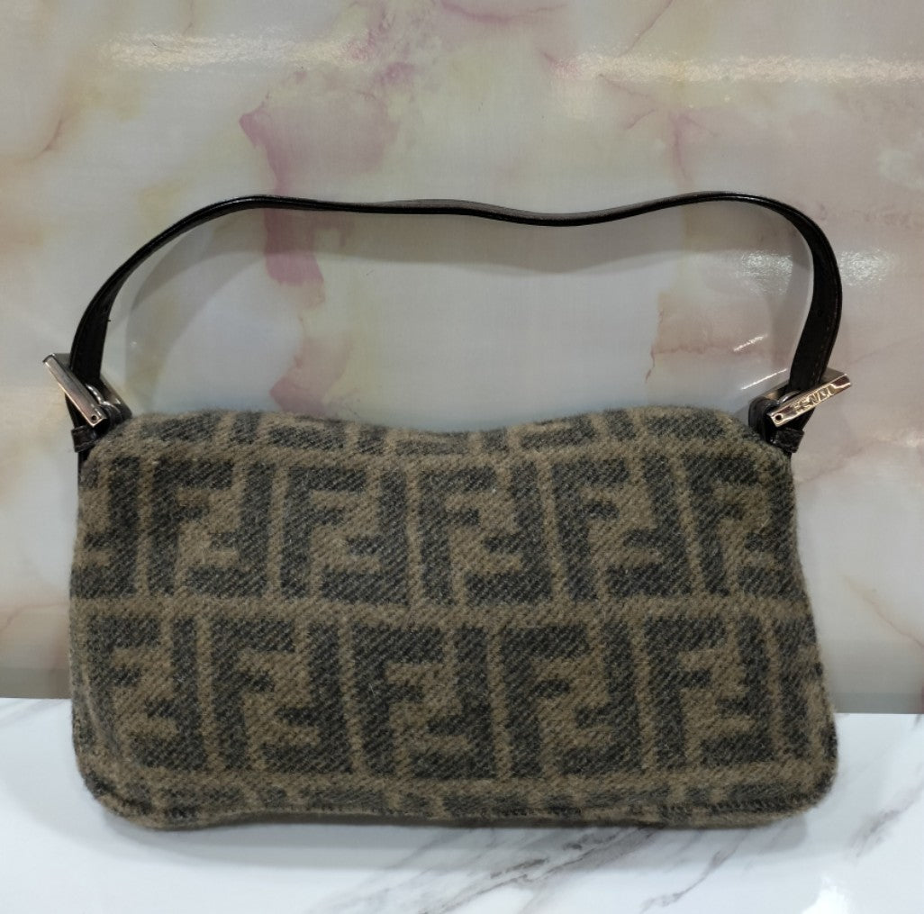 Fendi Zucca Baguette Wool Shoulder SHW