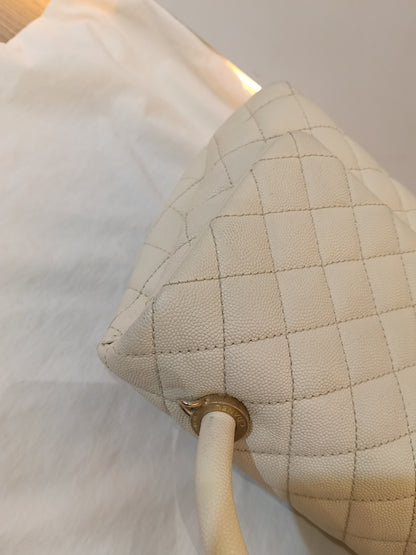 Chanel Coco Handle Medium Caviar Ivory GHW #24