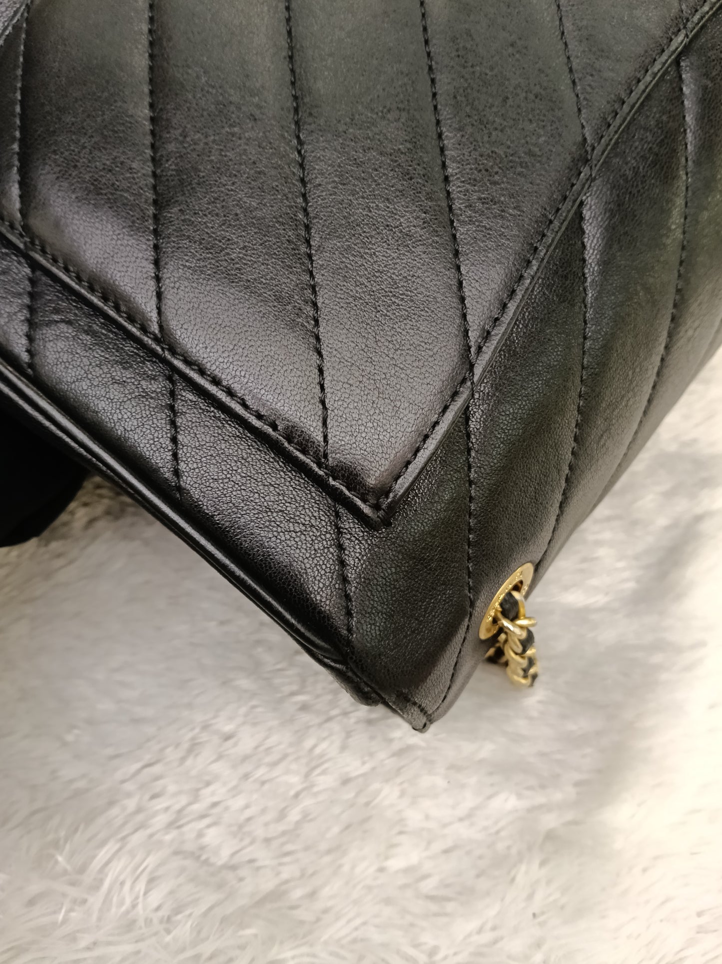 Chanel Jumbo Diagonal Flap Lamb Black GHW #21