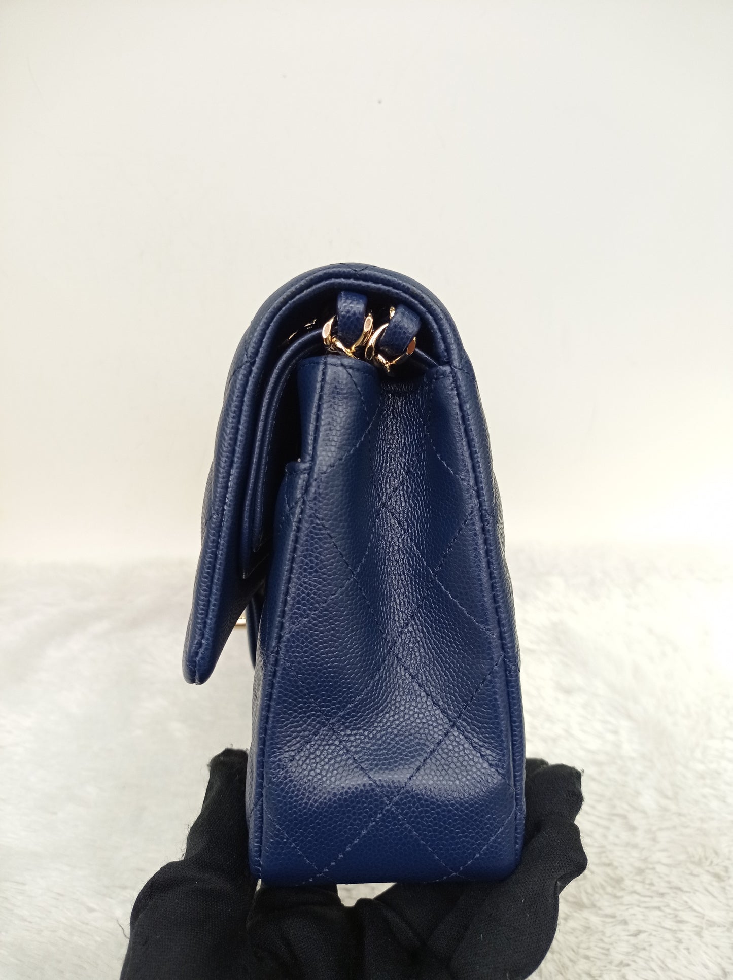 Chanel Medium Caviar Dark Blue GHW DF #24