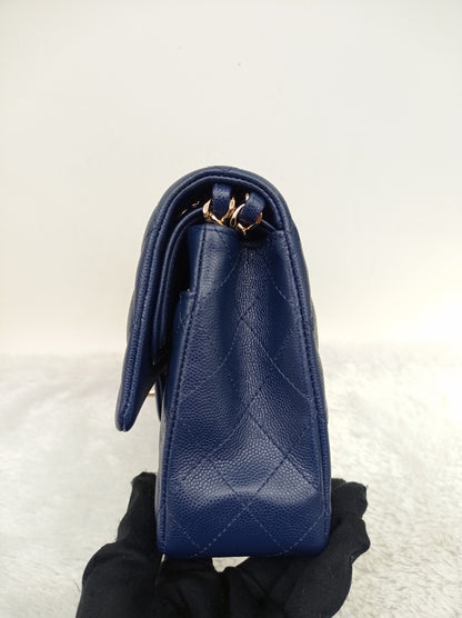 Chanel Medium Caviar Dark Blue GHW DF #24