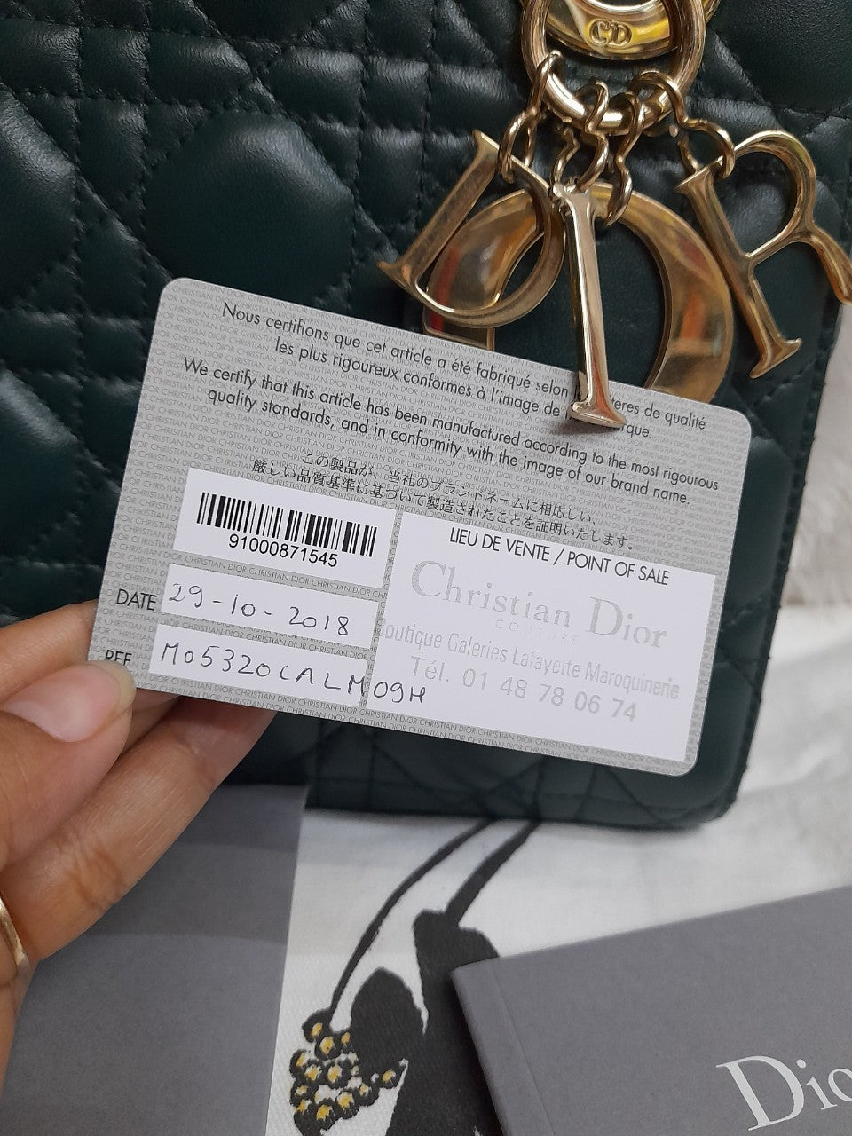 Lady Dior Small Lamb Dark Green GHW 2018