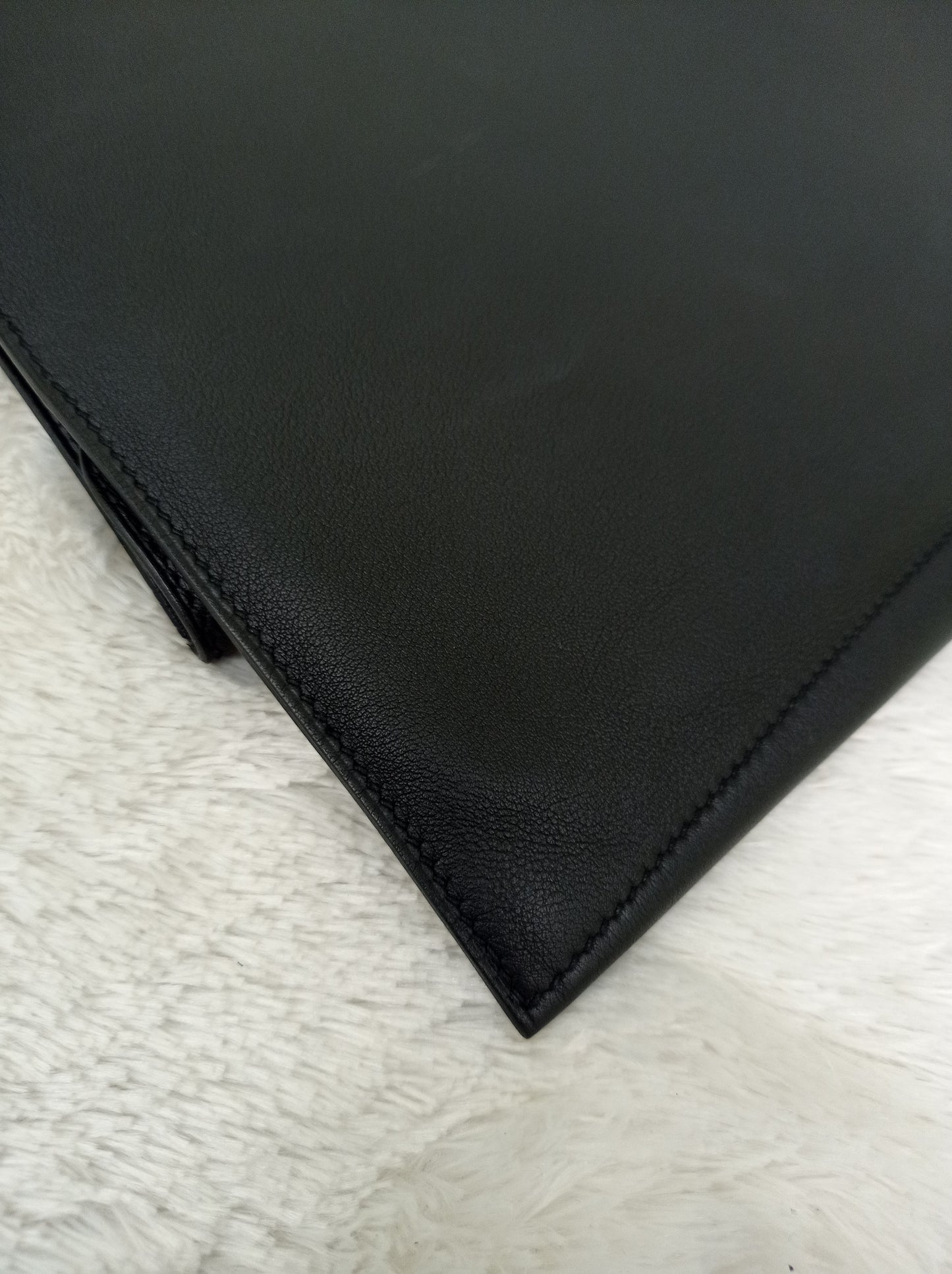 Hermes Plit Plat Clutch Evercolour Black #A