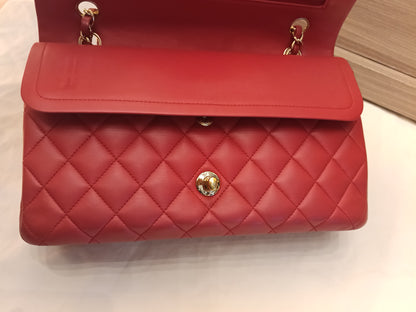Chanel Medium Lamb Red GHW DF #22