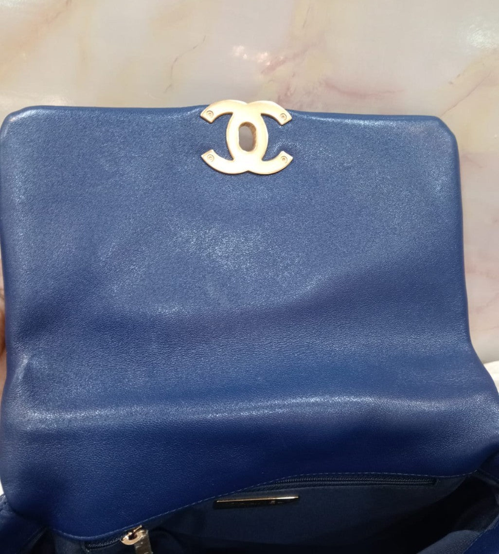 Chanel C19 Small Calfskin Blue GHW #29