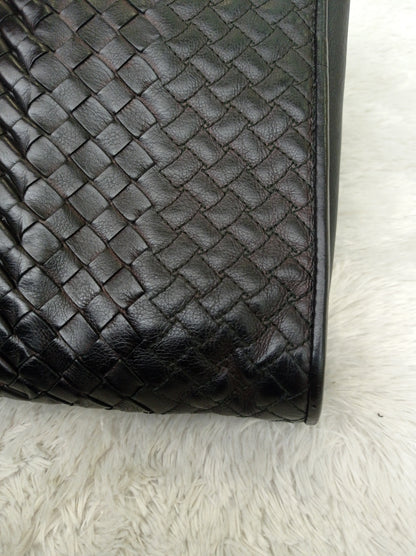 Bottega Veneta Nappa Intreccio Imperatore Zip Clutch Black