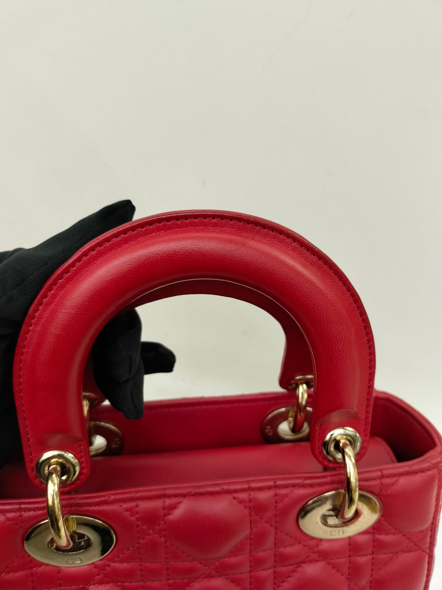 Lady Dior Small Lamb Red GHW 2016