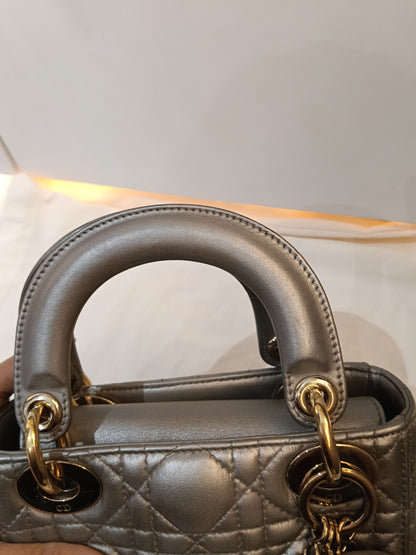 Lady Dior Mini Lamb Silver GHW 2016