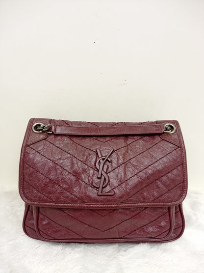 YsL Niki Medium Calfskin Burgundy RHW 2018