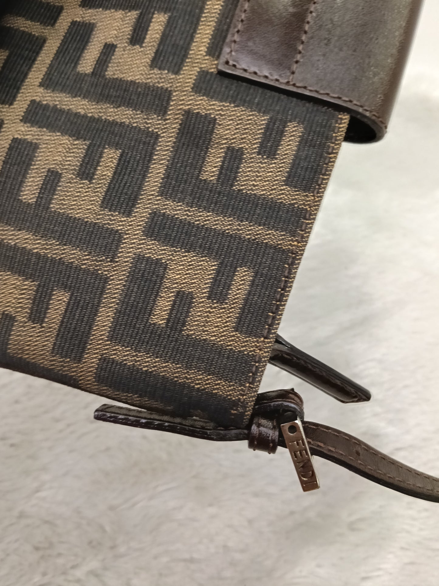 Fendi Pochette Flap Tobacco Zucca Canvas Brown SHW