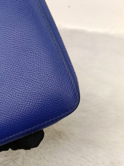 Hermes Azap Long Wallet Epsom Blue Saphire PHW #P square